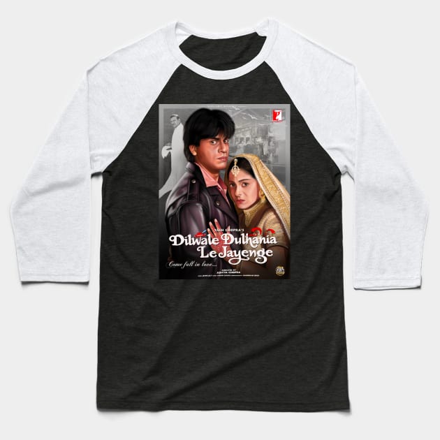 Shahrukh kajol t shirt Baseball T-Shirt by SAN ART STUDIO 